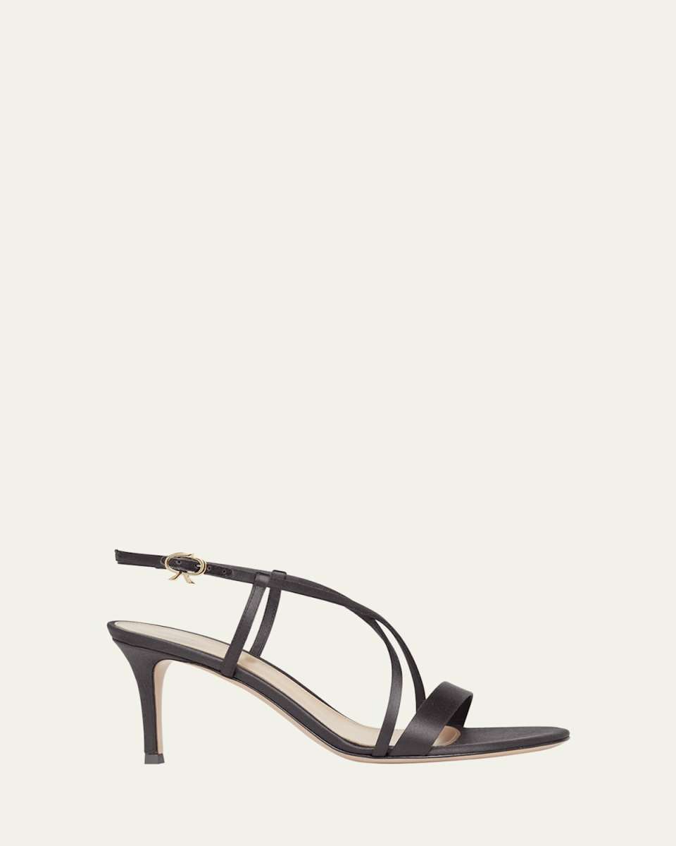Crepe Satin Crisscross Strappy Stiletto Sandals